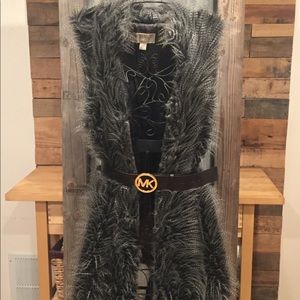 MICHAEL KORS Faux Fur Gray Vest Boho S M L